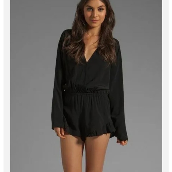 Stone cold fox / Black Love wrap jumpsuit ruffle Jumper Romper XS / S - Picture 6 of 10